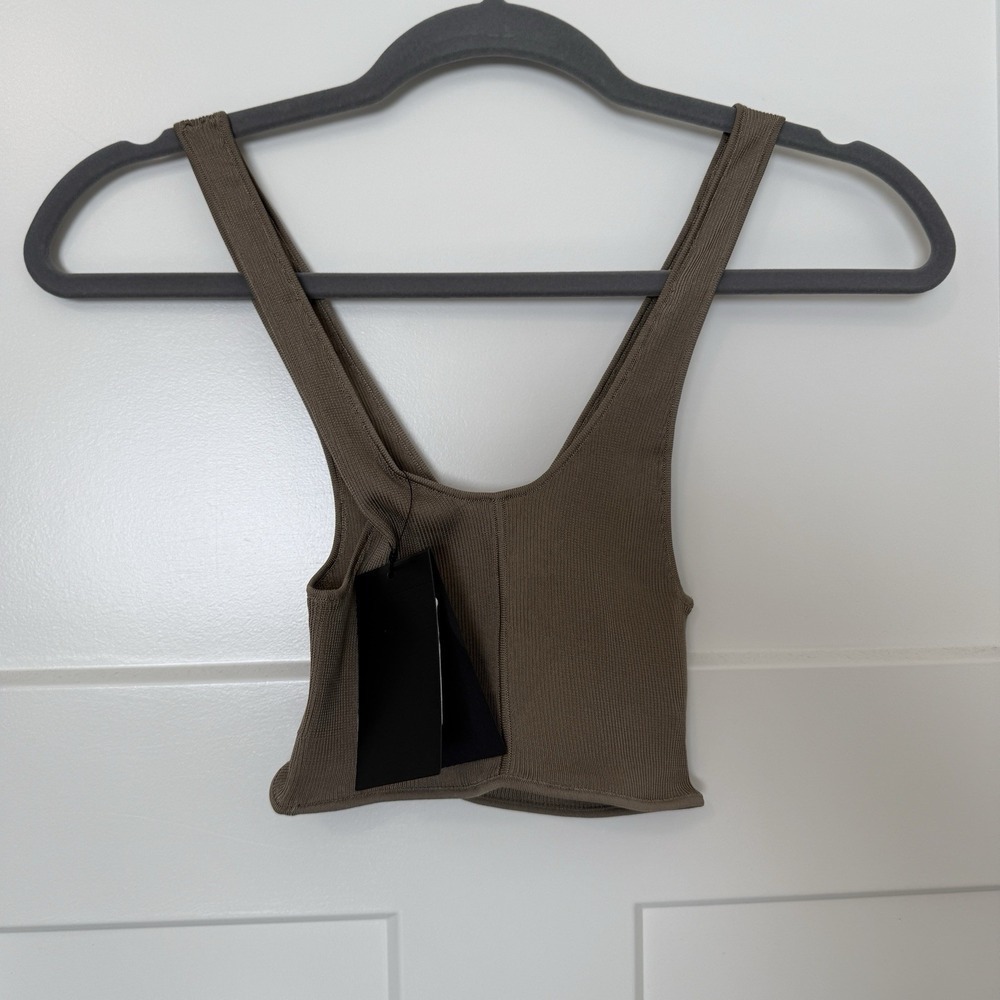 SAINT LAURENT NEW Ribbed Cropped Tank Top Bralette 100% Silk Size Medium $1290